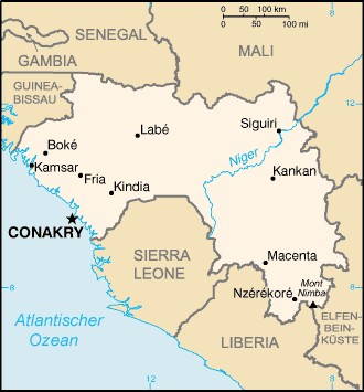 Kamsar sur la carte de Guinée. Source : Wiki Commons